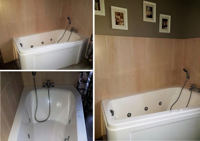 Consultez la chantier : installation d'une baignoire kinedo avec système hydromassage avec carrelage 