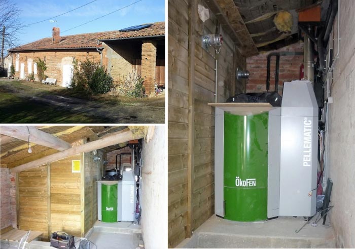 installation sav entretien chaudière à granulé de bois pellets okofen 25 kw et chauffe eau solaire qualibois qualisol rge