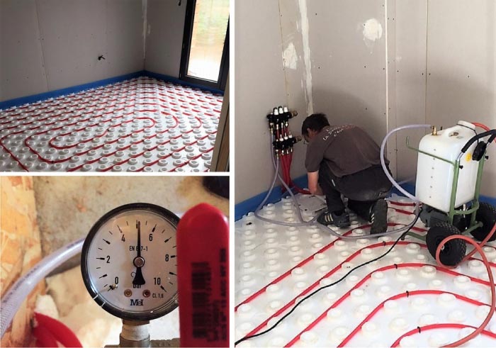 Consultez la chantier : pose d'un plancher chauffant production ecs avec pompe à chaleur mitsubishi hydrobox duo