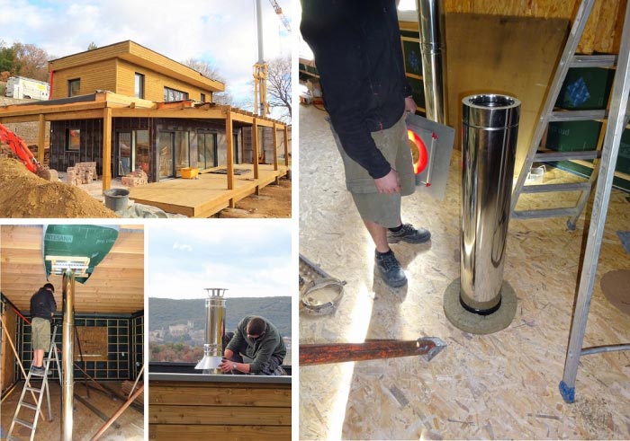 Consultez la chantier : installation conduit fumées pour maison à ossature bois