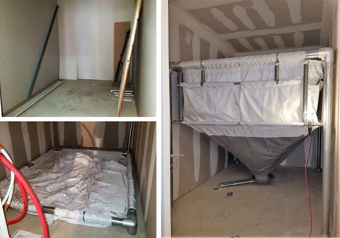 Consultez la chantier : installation d'un silo textile pour le stockage de granulés de bois pellets 