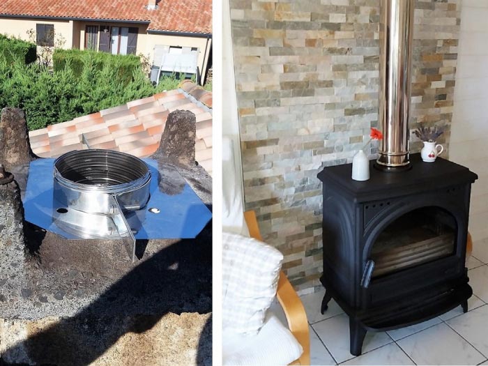 Consultez la chantier : poêle à bois godin seclin 7kw lézat sur lèze 09210 par rsg drigo groupe ensem