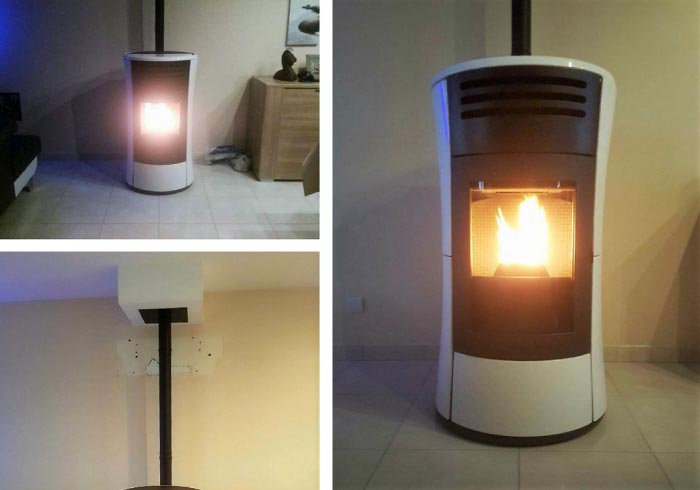 Consultez la chantier : installation d'un poêle aux granulés de bois pellets chérie up 11kw