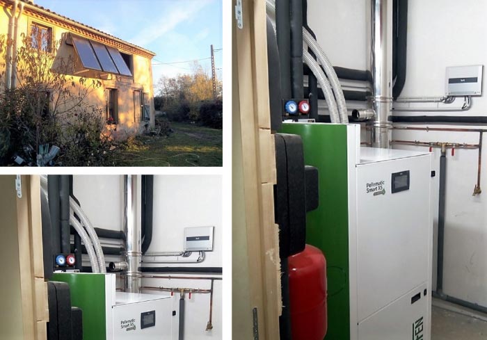 Consultez la chantier : chaudière à granulés de bois (pellets) okofen condensation et combiné solaire thermique ssc ariège par rsg drigo grpoupe ensem