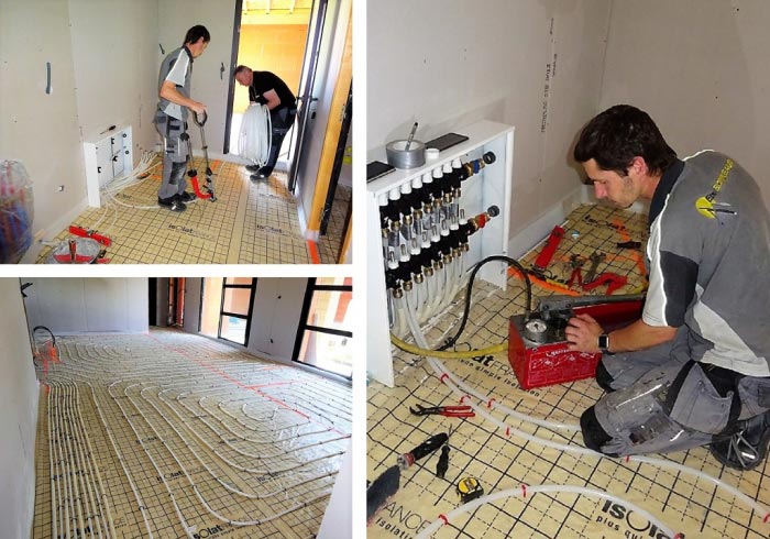 Plancher chauffant a eau