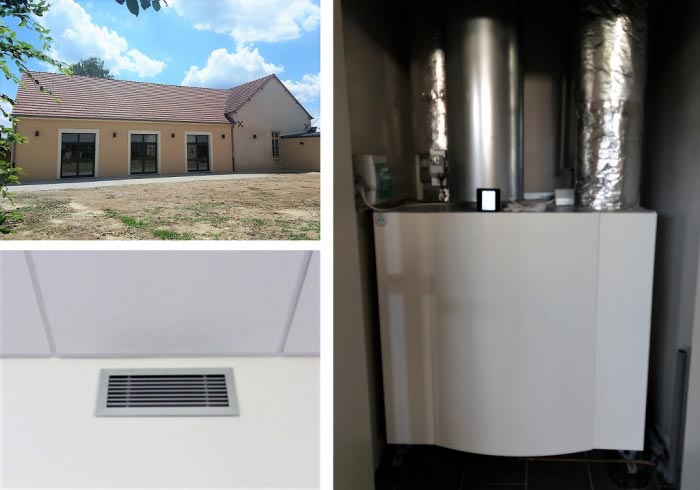 ventilation double flux dans une salle des fêtes