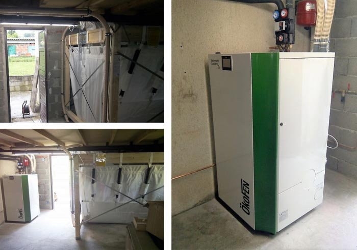 Consultez la chantier : chaufferie bois granulés de bois (pellets) okofen condens  + silo textile par rsg drigo ensem