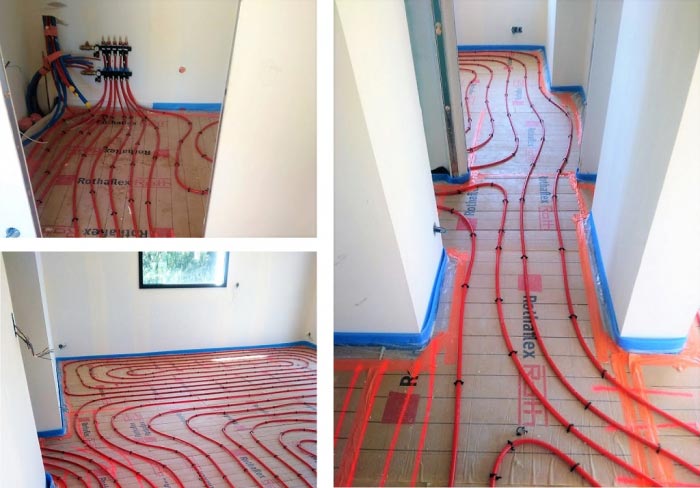 Consultez la chantier : vente installation surface plancher chauffant 72 m² construction neuve guidel morbihan 