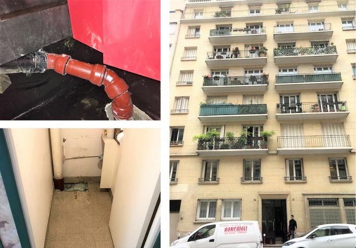 remplacement du tuyau d'évacuation des eaux usées dans un immeuble parisien, paris 16ème