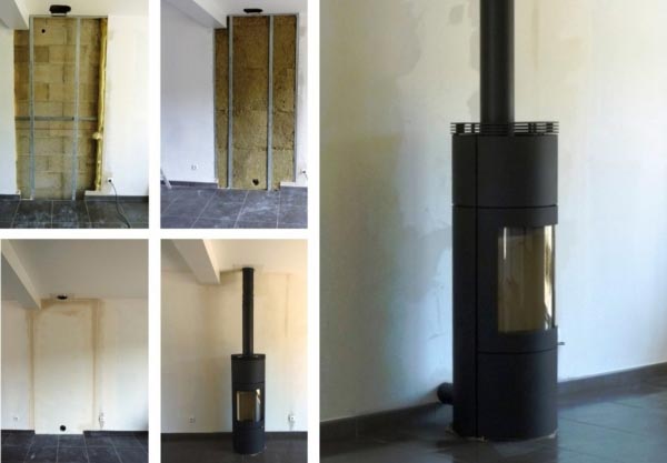 Consultez la chantier : poêle bois bûche  westfire  uniq28 noir, ponpoint 60, oise, picardie