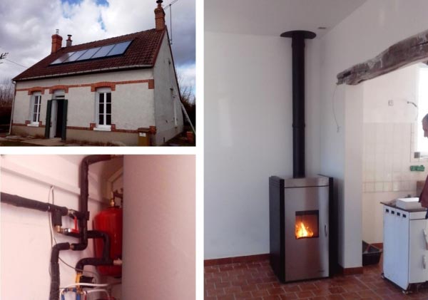 Installation Système Solaire Combiné et Poêle à Pellets par une entreprise certifiée RGE QualiSol & QualiBois