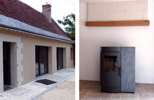 Installation Poêle Mixte bûche et granulés Rika  par une entreprise certifiée RGE QualiBois
