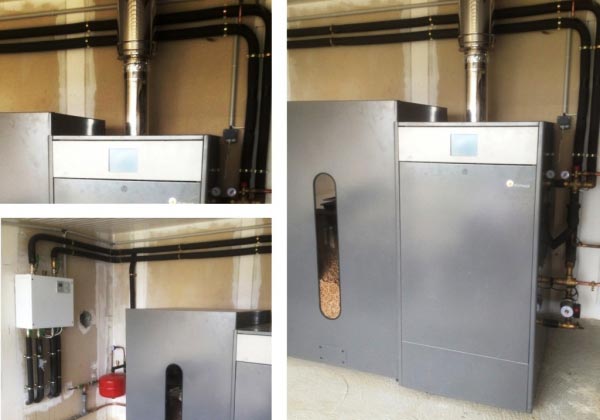 Installation chaudière granulés bois Domusa sur plancher chauffant et radiateurs - RGE QualiBois