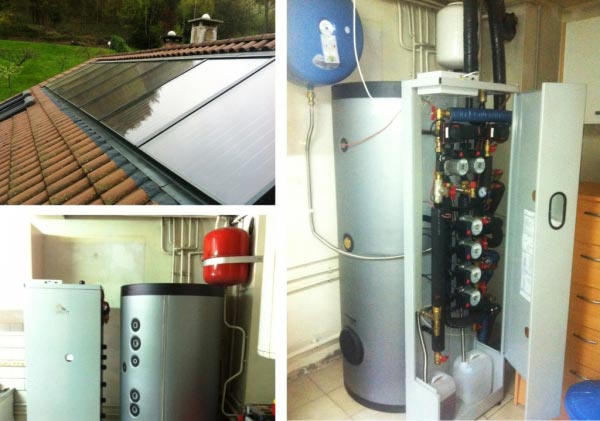 Pose de chauffage solaire thermique combiné (SSC) Solisart avec appoint chaudière Fioul sur réseau de radiateurs