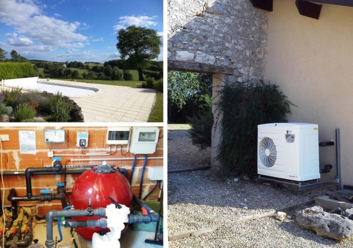 Consultez la chantier : pompe à chaleur air eau pour chauffage de piscine de marque zodiac à razac d'eymet 24 dordogne
