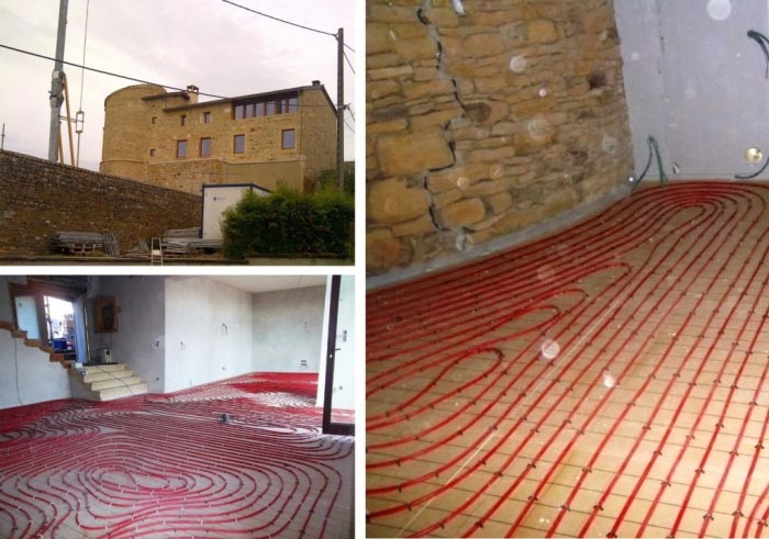 Plancher chauffant basse température de 100m² à Alix Rhône 69 Région Rhône-Alpes-Auvergne
