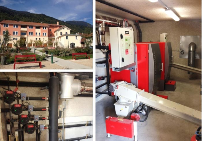Consultez la chantier : chaufferie avec chaudières mixte bois déchiquetés et granulés de bois hargassner à collonges (01)