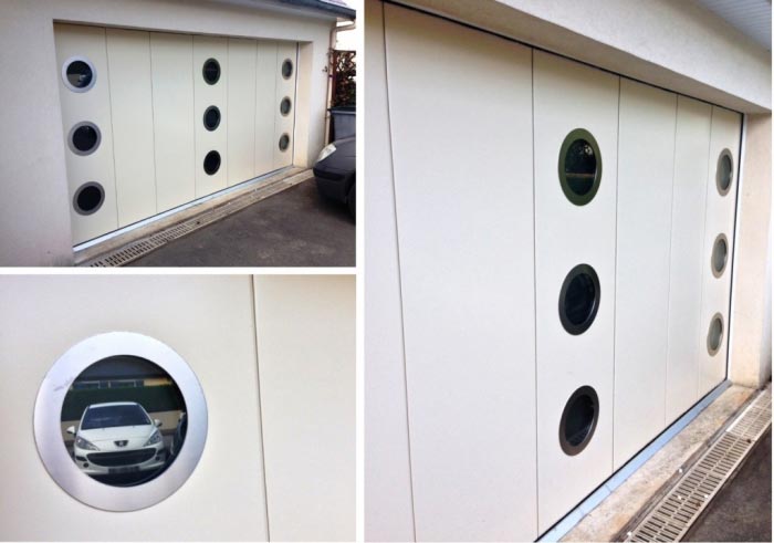 Consultez la chantier : porte de garage sectionnelle latérale motorisé avec digicode aludoor - région bretagne.