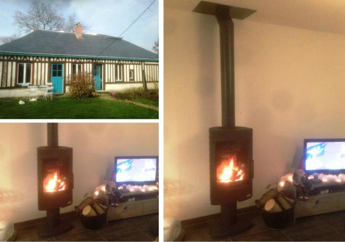 Poseur de poêles bûche RGE, Mise en place, Installation d'un poêle à bûche Godin Equirre 7.5 kW dans une maison en rénovation à Hautot le Vatois , Secteur Yvetot 76