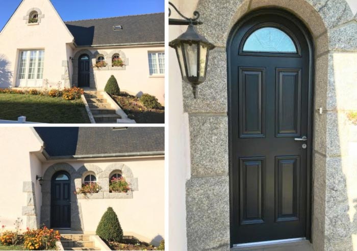 porte d'entrée de chez bel'm modèle hudson plus fenêtres - région bretagne.