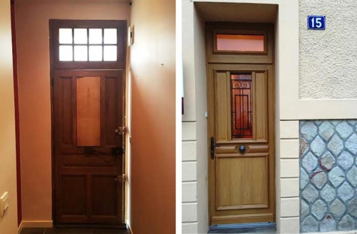 porte d'entrée bois de chez bel'm, modèle comores à rennes 35 ille-et-vilaine  région bretagne.