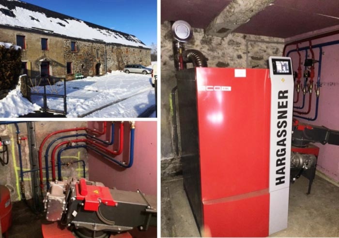 chaudière bois déchiqueté plaquettes forestières de marque hargassner à laveissière 15 cantal  région auvergne