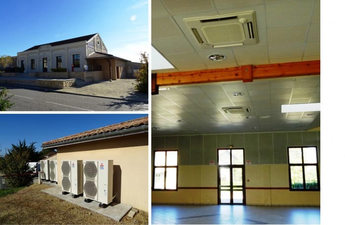 climatisation réversible mitsubishi electric à la mairie de mourens 33 gironde