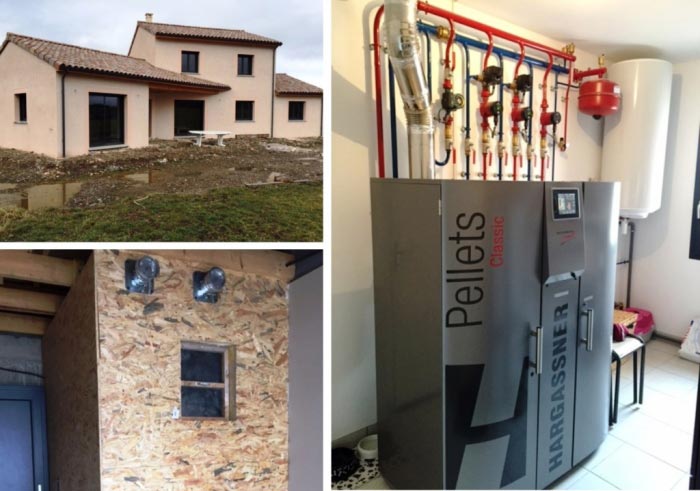 Consultez la chantier : chaudière granulés de bois pellets hargassner dans une maison bbc à andelat 15 cantal - région auvergne