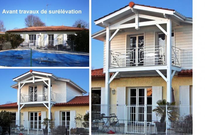Agrandissement surface habitable surélévation ossature bois à Saint-Médard-en-Jalles 33 Gironde
