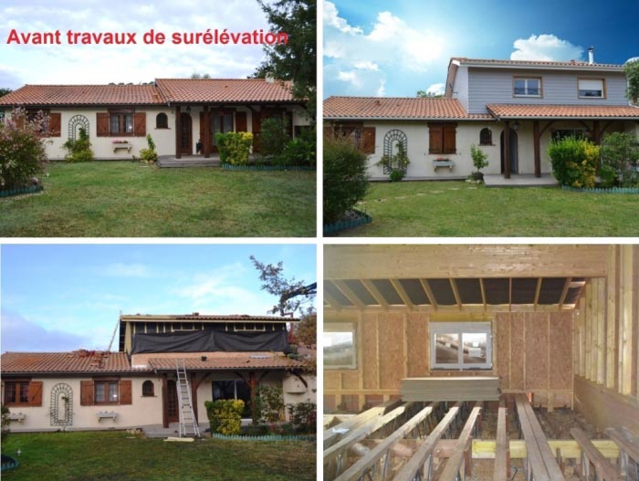 Agrandissement surface habitable surélévation ossature bois à Saint-Médard-en-Jalles 33 Gironde
