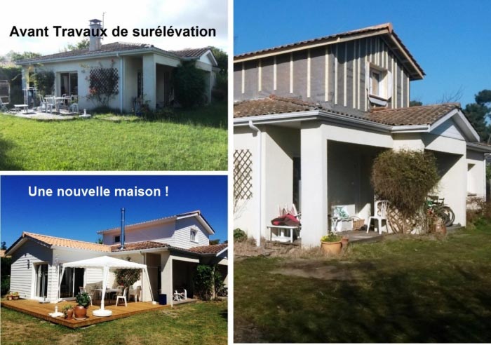 Agrandissement surface habitable surélévation ossature bois à Blanquefort 33 Gironde