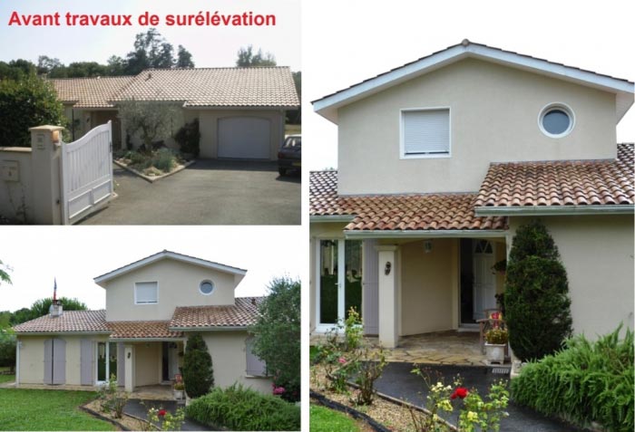 Consultez la chantier : agrandissement surface habitable surélévation ossature bois à tresses 33 gironde
