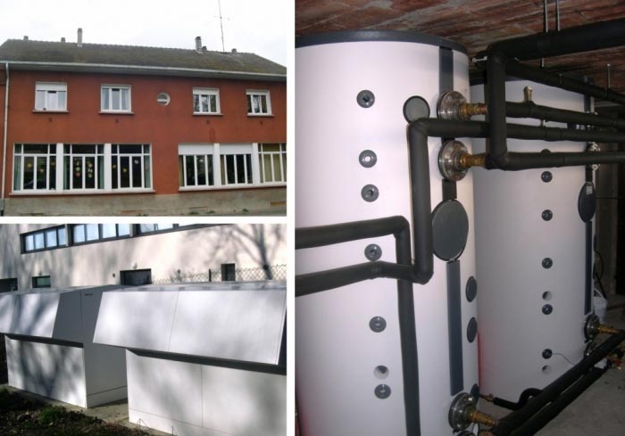 pompe à chaleur aérothermique (pac air/eau) en cascade de marque stiebel elton wpl 57 sur école maternelle - région lorraine