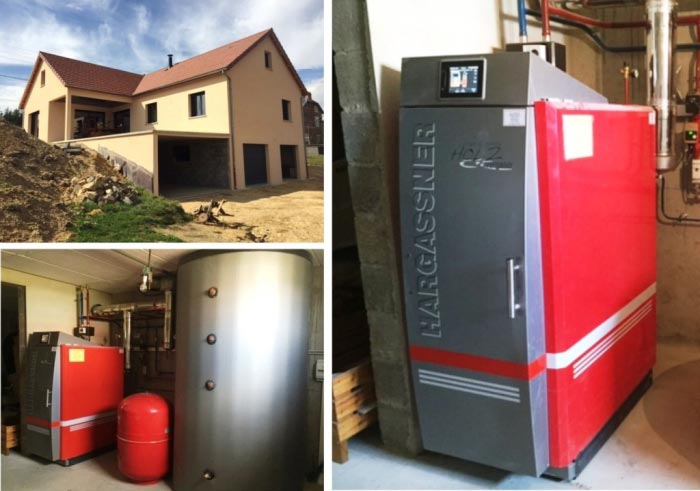 Consultez la chantier : chaudière bois bûches de marque hargassner maison bbc ruynes en margeride 15 cantal région auvergne