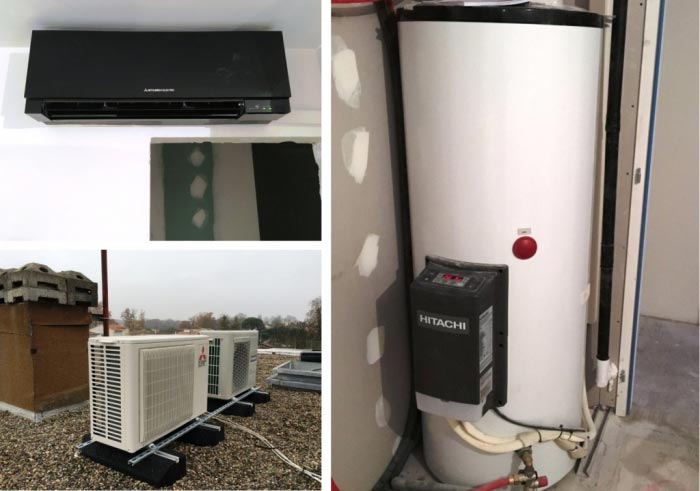 Ets Aquitaine Géothermie : Installation d'un chauffe-eau thermodynamique Hitachi et d'une climatisation réversible Mitsubishi