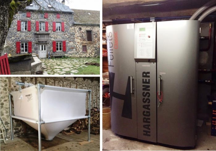 Consultez la chantier : chaudière granulés de bois pellets de marque hargassner dans une maison d'habitation à sériers 15 cantal région auvergne