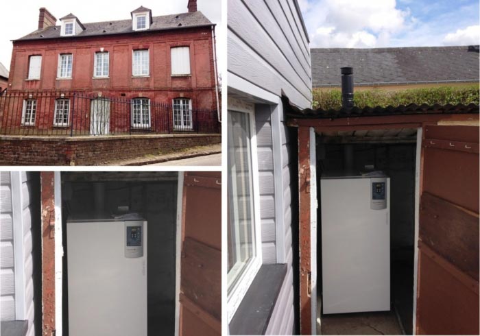 Consultez la chantier : artisan rge plombier chauffagiste, installation d'une chaudière fioul condensation atlantic symeo en remplacement d'une ancienne chaudière fioul à sainte foy 76 seine maritime