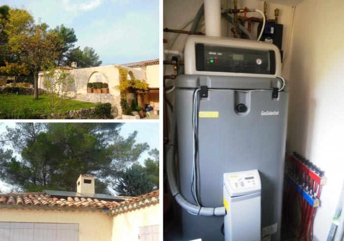 réalisation d'un chauffe eau solaire individuel avec 2 capteurs autovidangeables et appoint gaz condensation rotex/daikin 06 valbonne alpes maritimes
