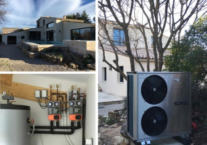 Consultez la chantier : installation d'une pompe a chaleur monobloc sdeec de 13 kw monophasé avec carrosserie inox 06 le rouret alpes maritimes