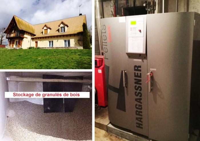 Consultez la chantier : chaudière granulés de bois pellets de marque hargassner dans une maison d'habitation à les ternes 15 cantal région auvergne