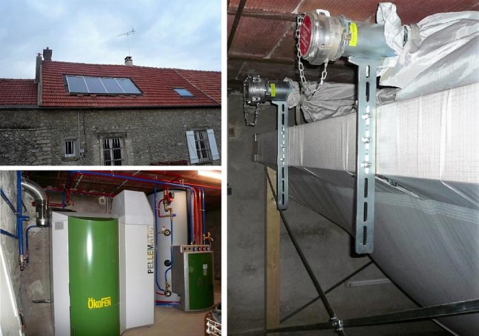 Consultez la chantier : chaudière granulés de bois pellets okofen avec systéme de chauffage combiné solaire à milly la forêt 91