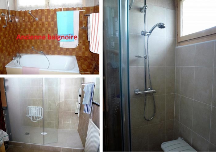 Consultez la chantier : changement de la baignoire par une douche à l'italienne
