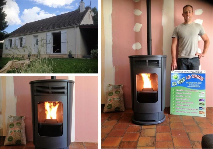 Artisan RGE plombier chauffagiste, Installation poêle à granulés Edilkamin Funny 11 kW canalisable à Val De Saane 76 890 Seine maritime