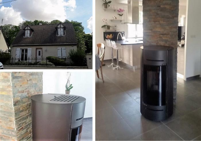 Consultez la chantier : installation d'un poêle à granulés de bois pellets ania edilkamin à angerville 91 essonne