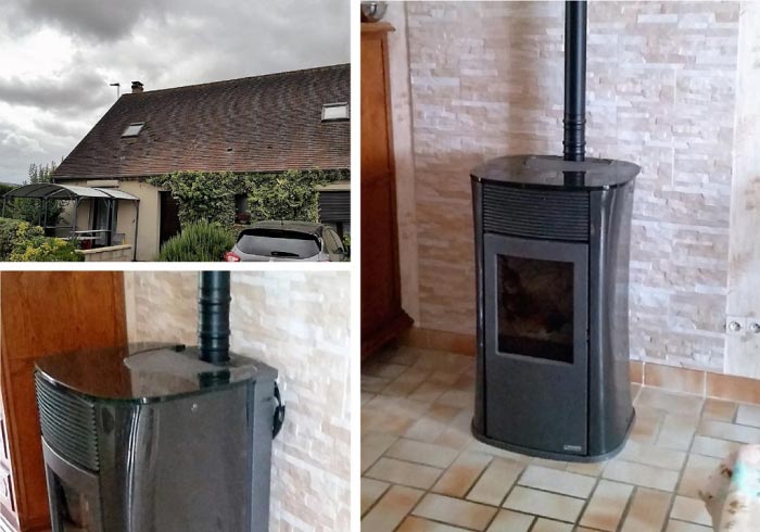 Consultez la chantier : installation d'un poêle à granulés de bois pellets mya edilkamin à auferville 77 seine et marne