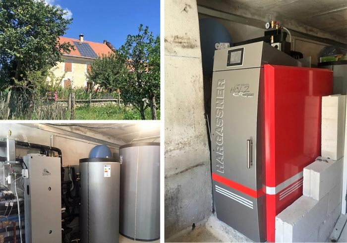 chauffage solaire thermique combiné (ssc) solisart appoint chaudière bûches hargassner à lans en vercors 38 isère région rhône alpes