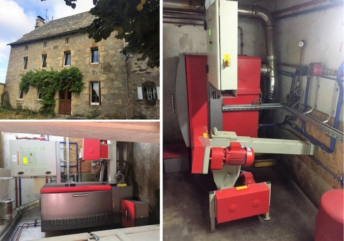 Consultez la chantier : chaudière copeaux de bois / plaquettes de marque hargassner dans une maison d'habitation 15 cantal région auvergne