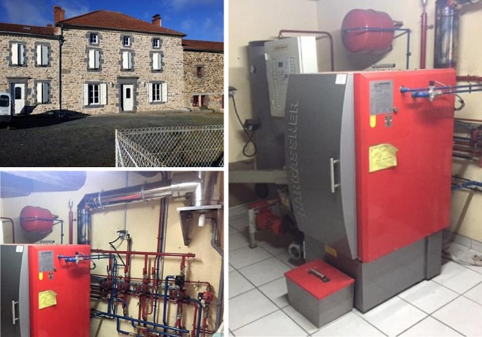 Consultez la chantier : chaudière copeaux de bois / plaquettes hargassner dans une maison d'habitation  à vabres 15 cantal région auvergne