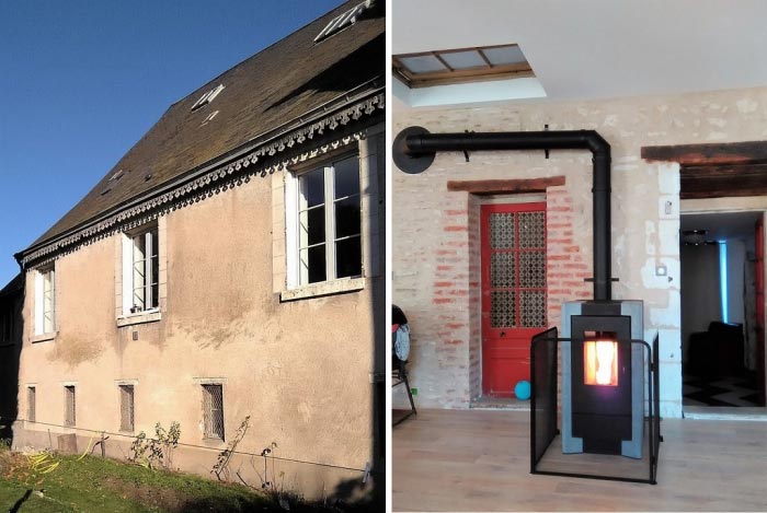 Installation d'un poêle à granulés de bois  RIKA entreprise certifiée RGE QualiBois