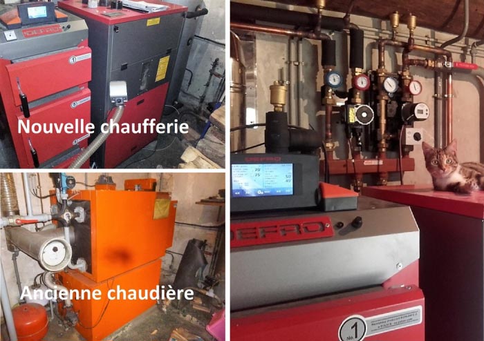 Artisan chauffagiste RGE, Remplacement d'une chaudière fioul Viessmann par une chaudière mixte buches / granulés DEFRO  76 Rouen